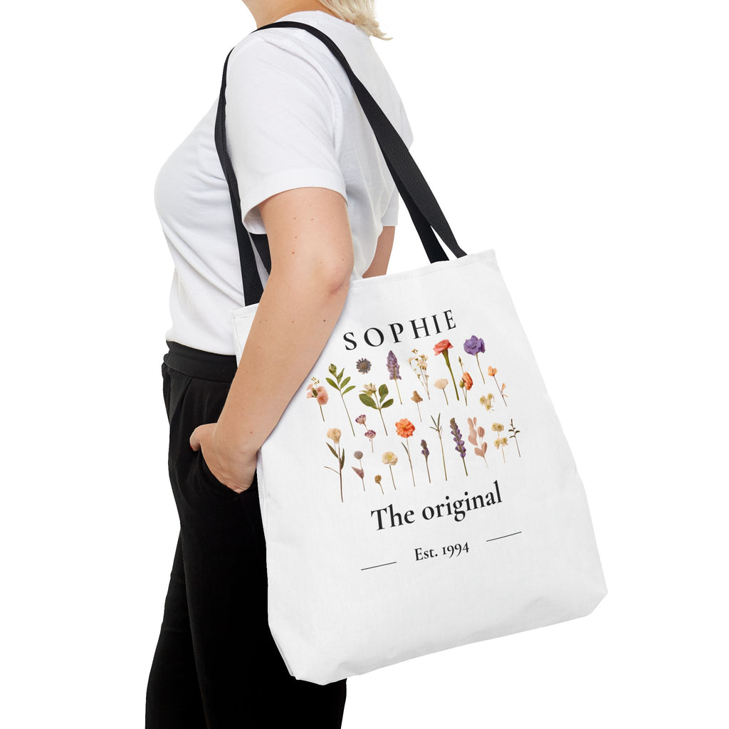 Personalised Floral Tote Bag — Custom Name & Year Garden Tote Gift