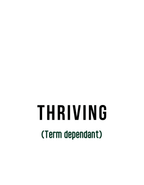 Mug graphic text: “THRIVING” with “(Term dependant)” underneath.