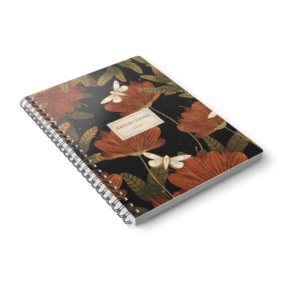 A5 Botanical Floral Notebook | Rust Red Flowers Wire-Bound Journal