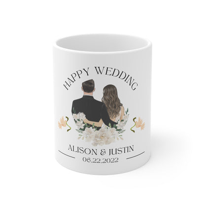 Personalised Wedding Mug for Couples - Happy Wedding Gift