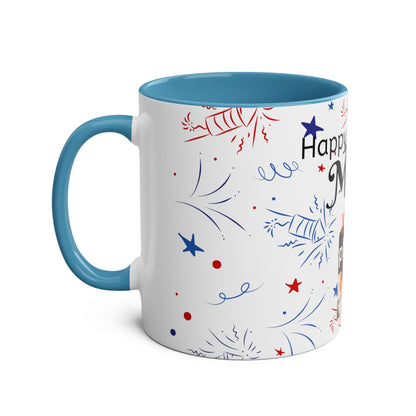 Happy birthday personalised photo and name Two-Tone Coffee Mugs, 11oz