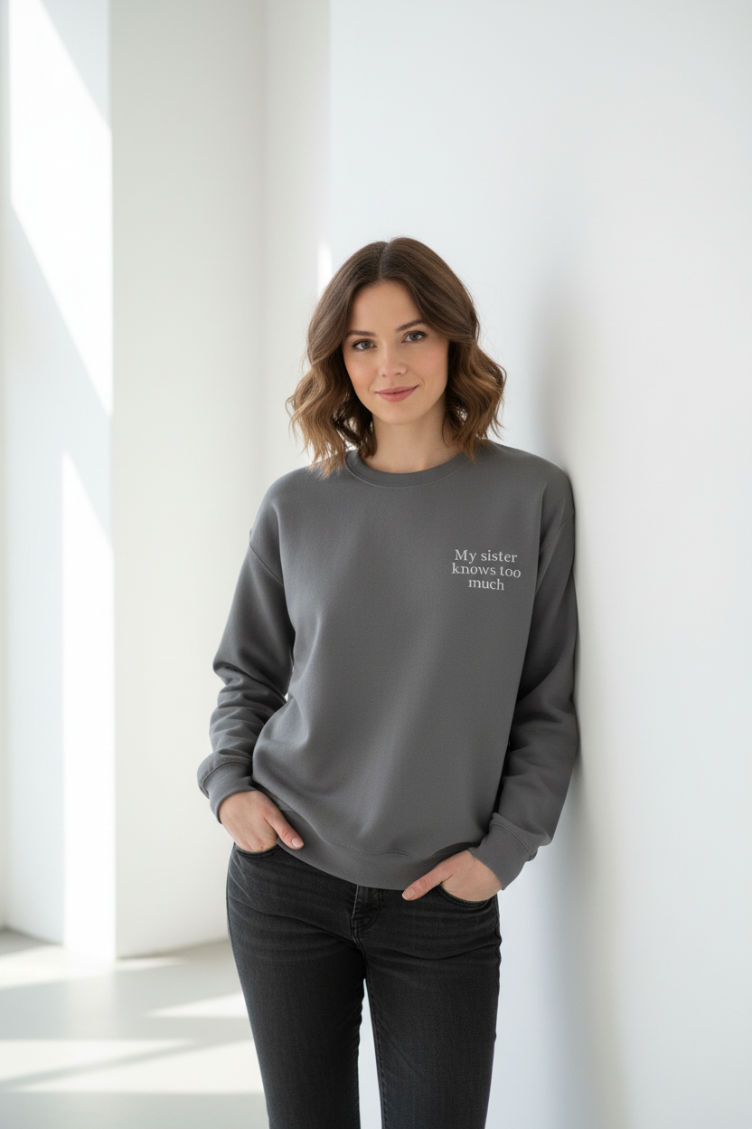 23-year-old wearing charcoal grey sweatshirt