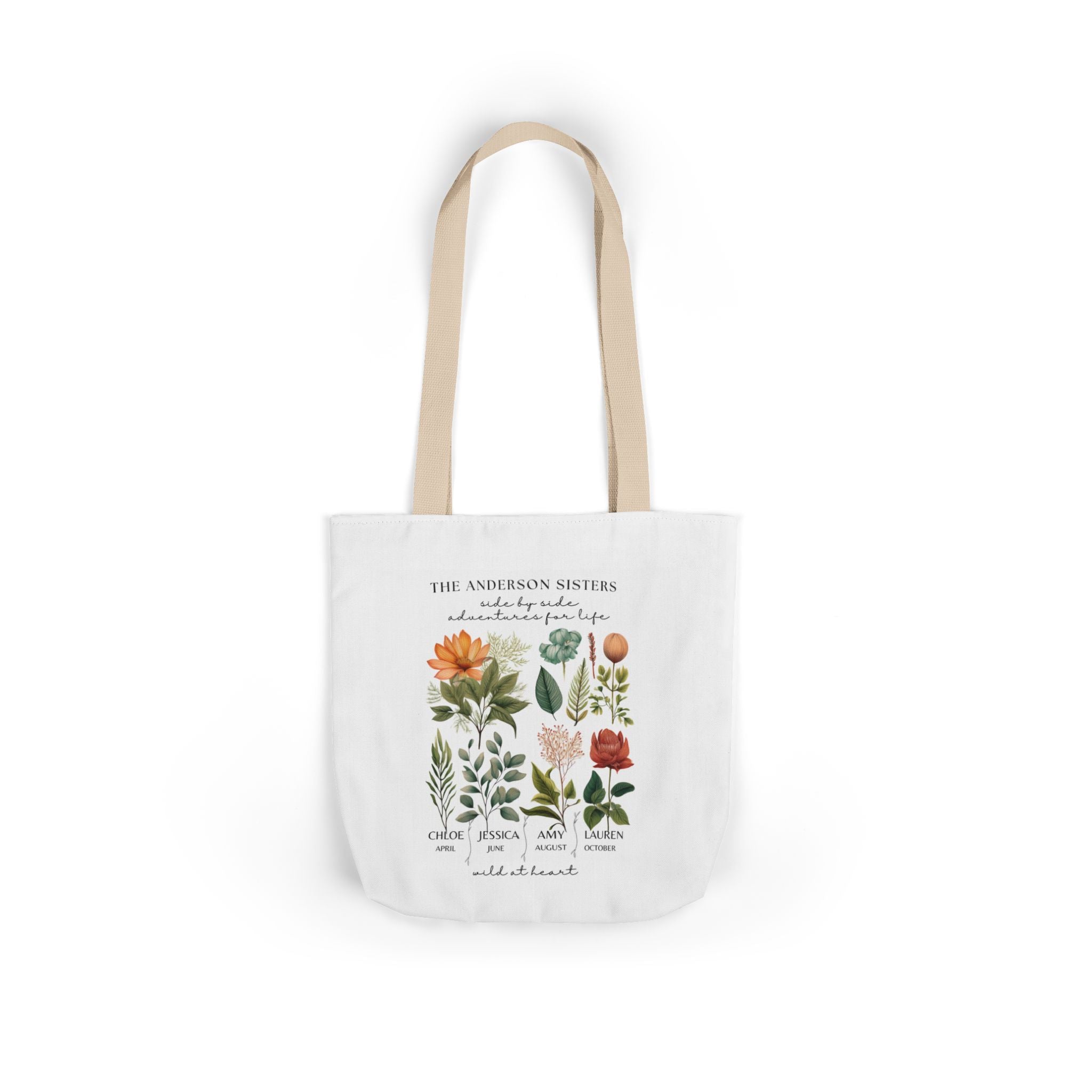 Botanical Family Name Canvas Tote - Personalized Floral Garden Tote Bag