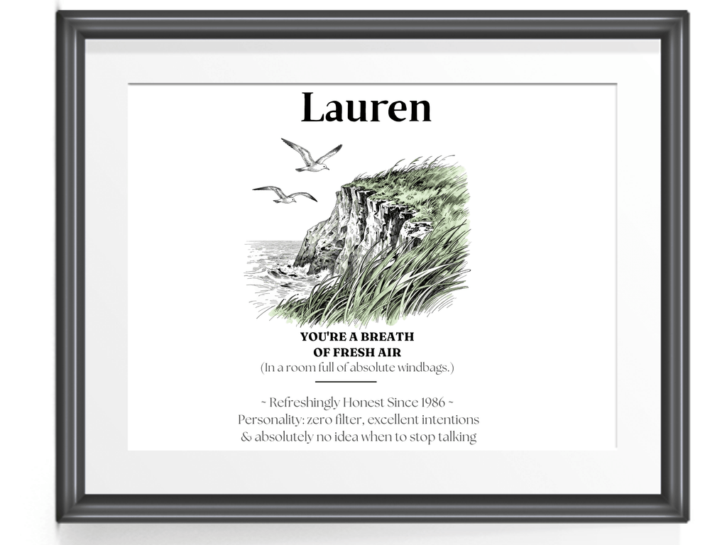 Personalised Coastal Name Art Framed Canvas Print with Quote - AlleyCrafters