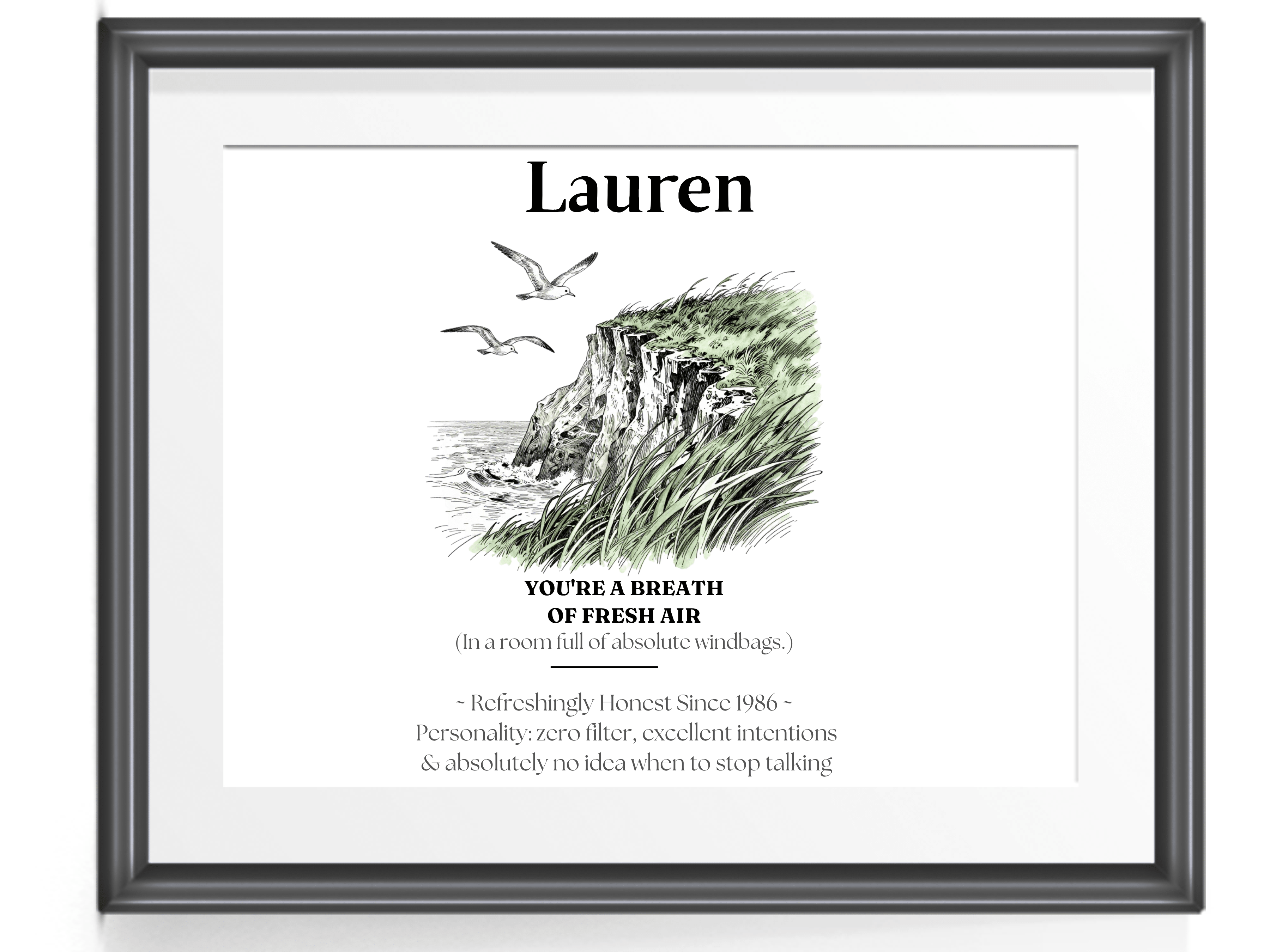 Personalised Coastal Name Art Framed Canvas Print with Quote - AlleyCrafters
