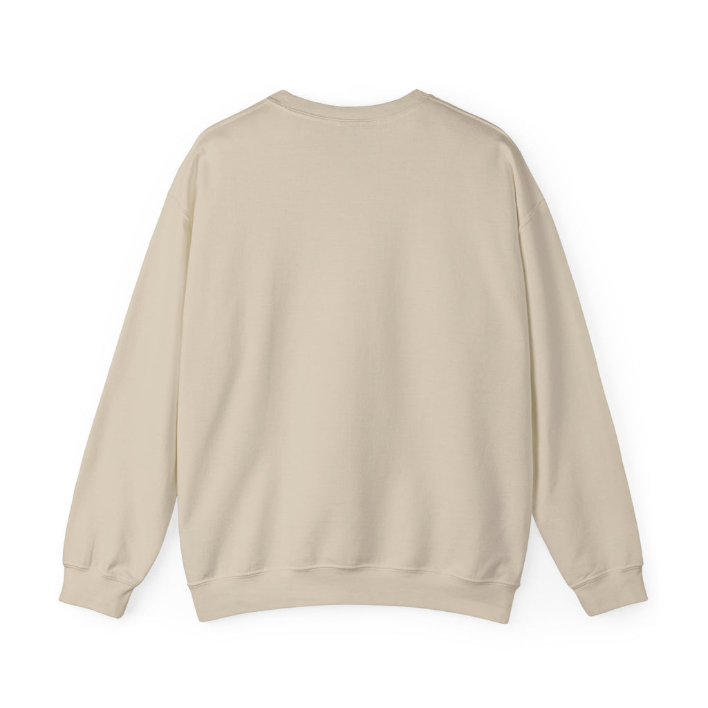 Sand crewneck sweatshirt with long sleeves, plain back view