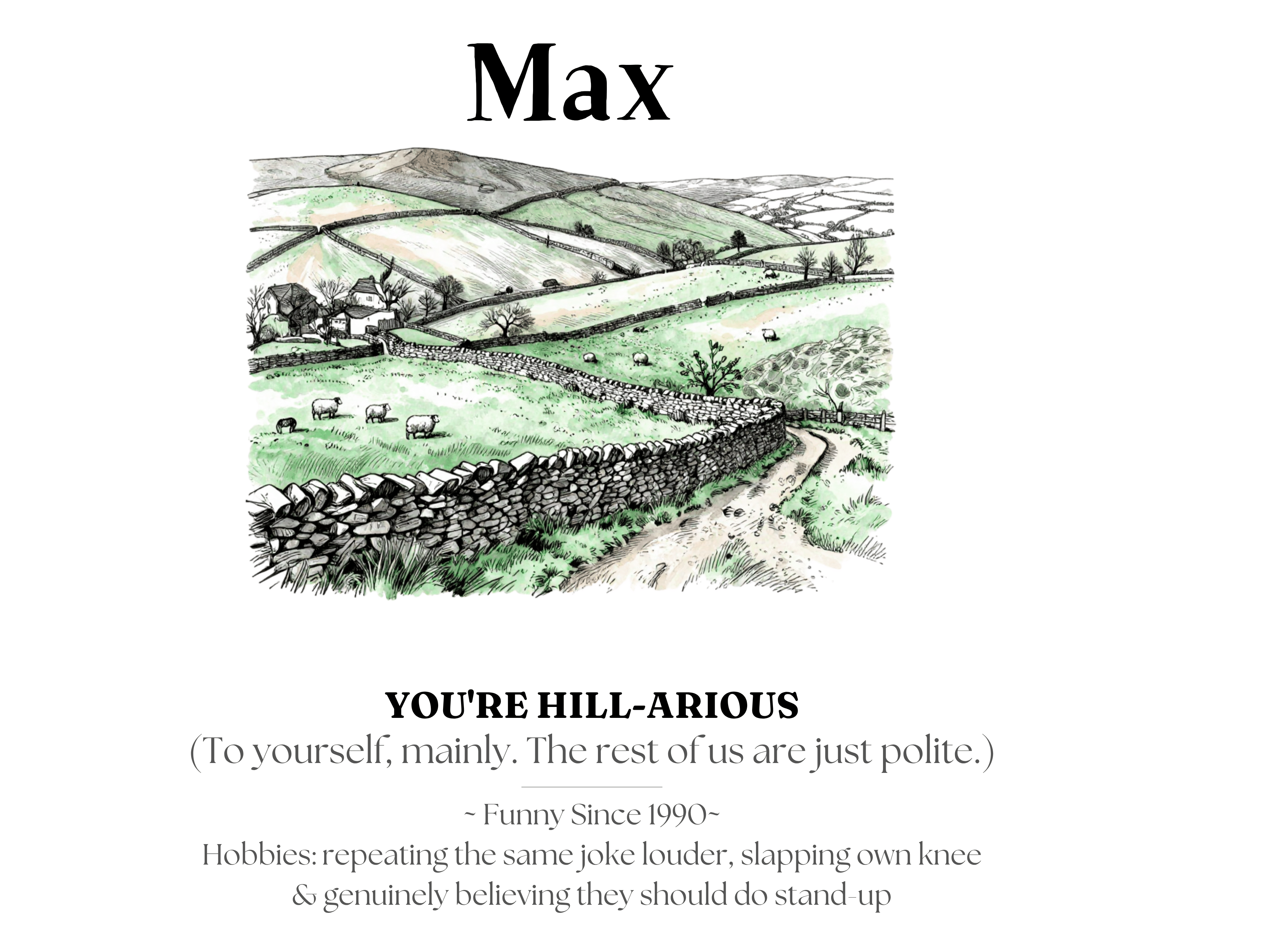 Personalised Framed Canvas Print — Funny Hill-Arrious Poem Art - AlleyCrafters
