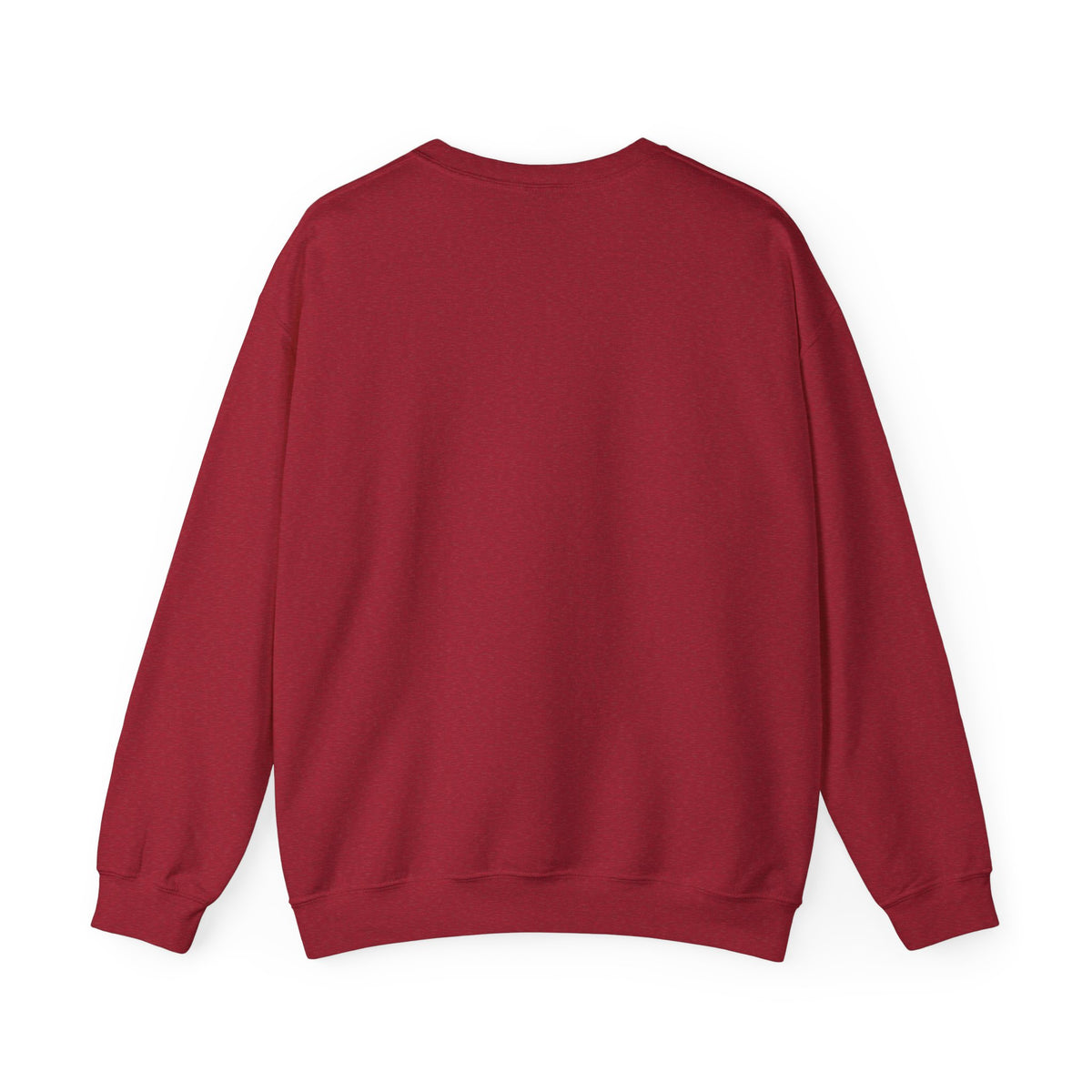 Unisex crewneck sweatshirt in antique cherry red, back view