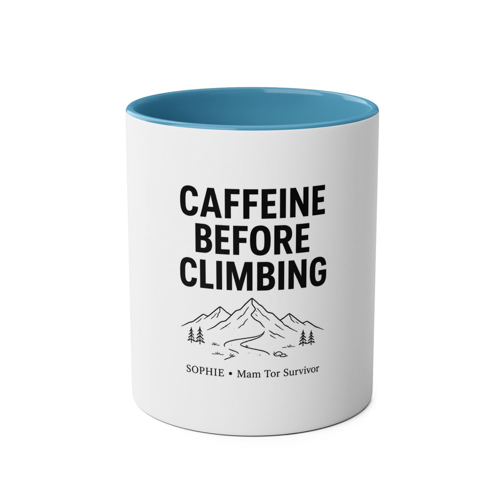Personalised Climbing Mug – Caffeine Before Climbing