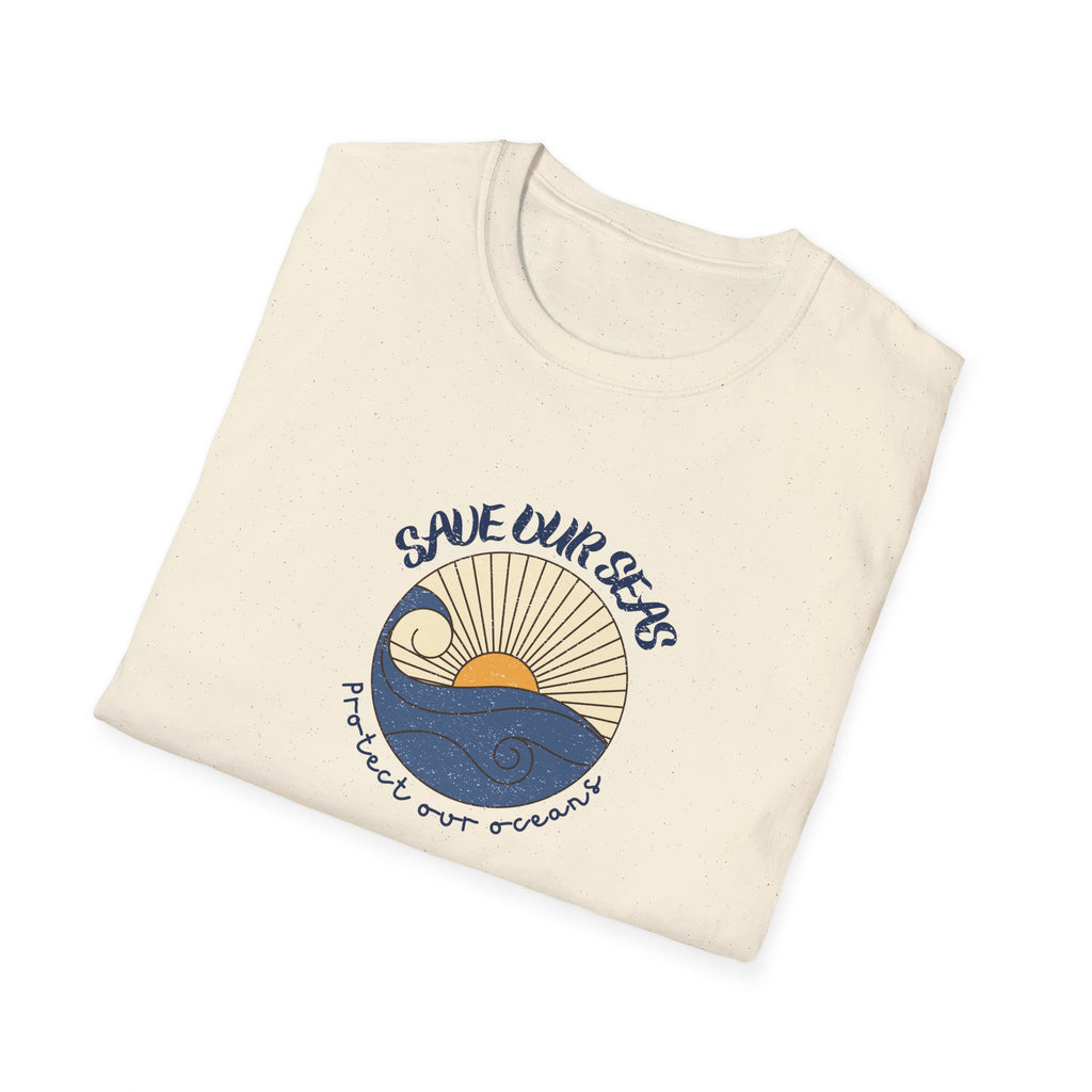 Save Our Seas T-Shirt | Retro Wave Ocean Conservation Tee UK - AlleyCrafters
