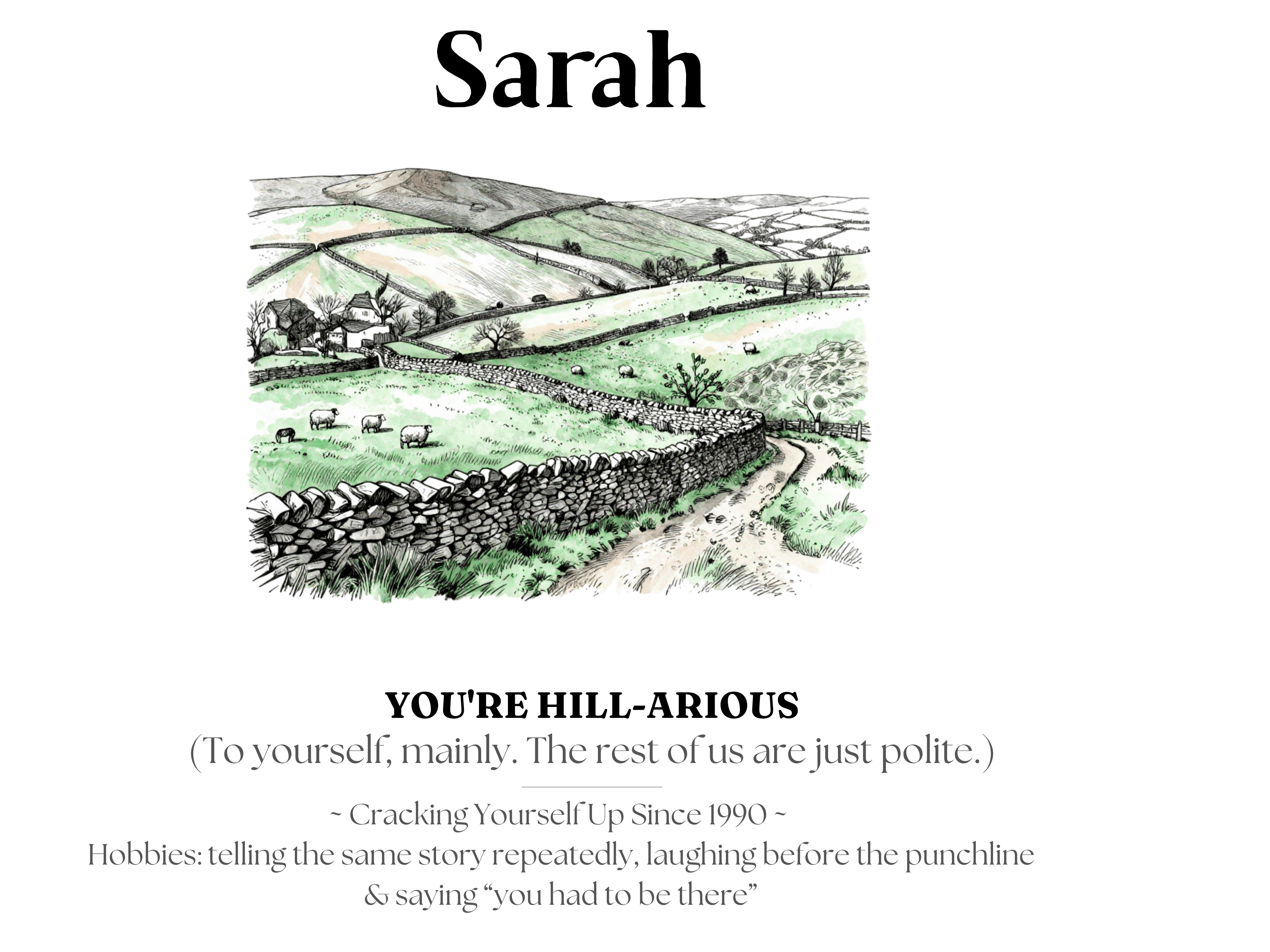 Personalised Framed Canvas Print — Funny Hill-Arrious Poem Art - AlleyCrafters