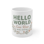 Personalised Hello World Mug | New Baby Gift with Name, Date & Weight UK