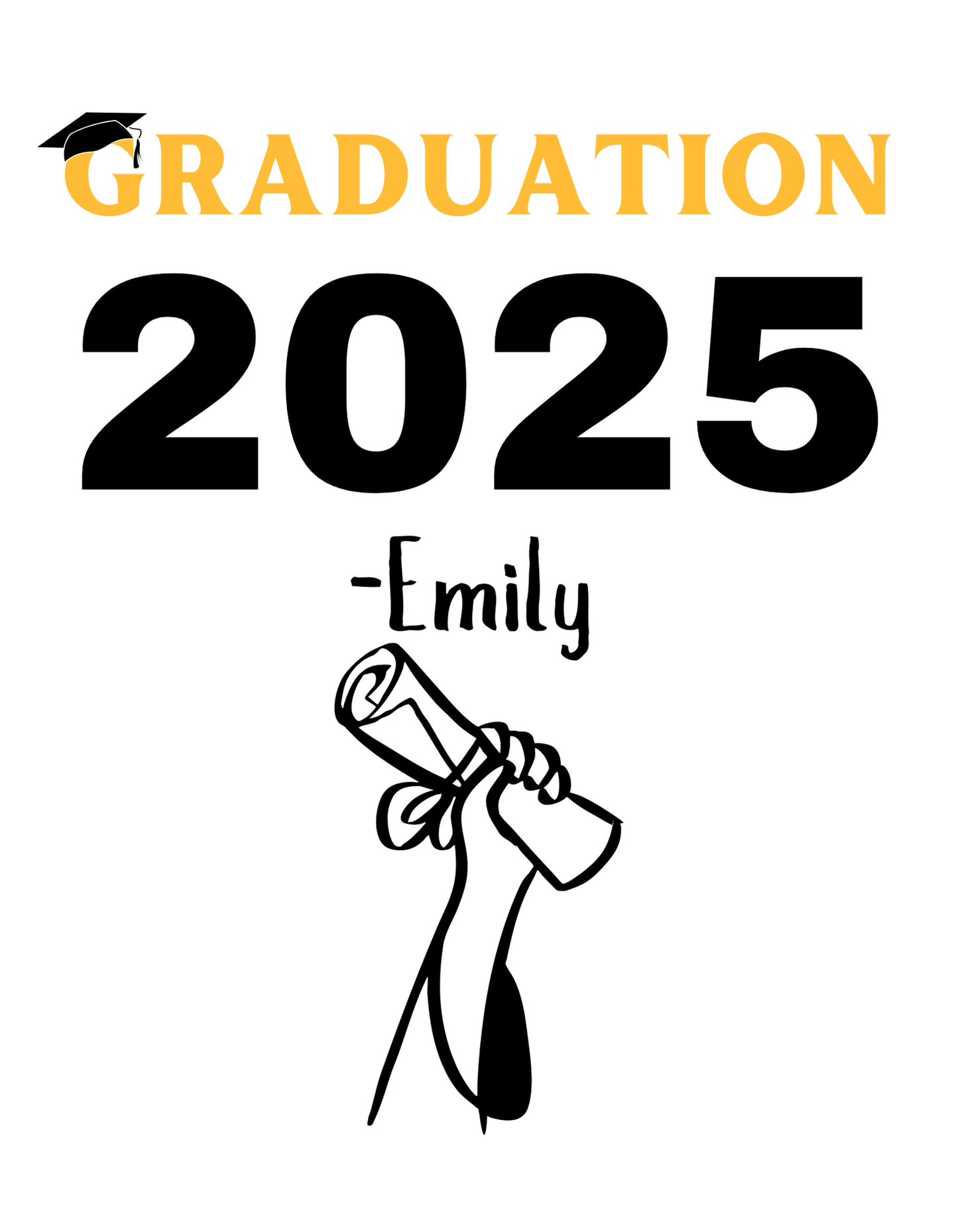 Graduation 2025 T-Shirt | Personalised Name Cap & Gown Grad Tee Gift
