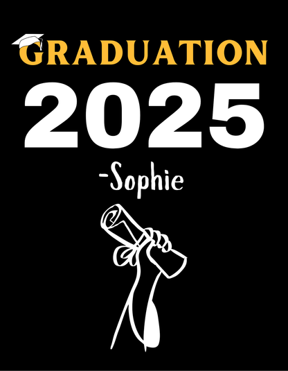Graduation 2025 T-Shirt | Personalised Name Cap & Gown Grad Tee Gift