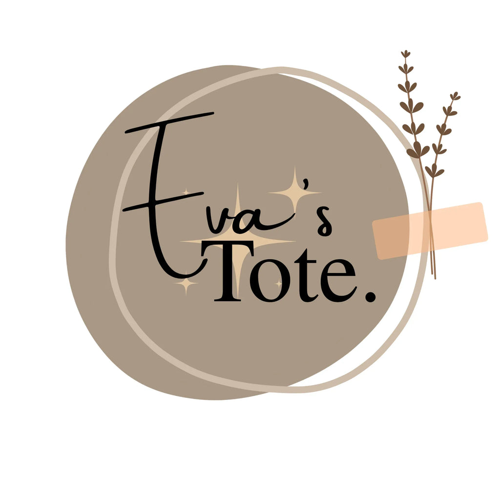 Personalized tote bag logo graphic with botanical accents and 'Tote.' text