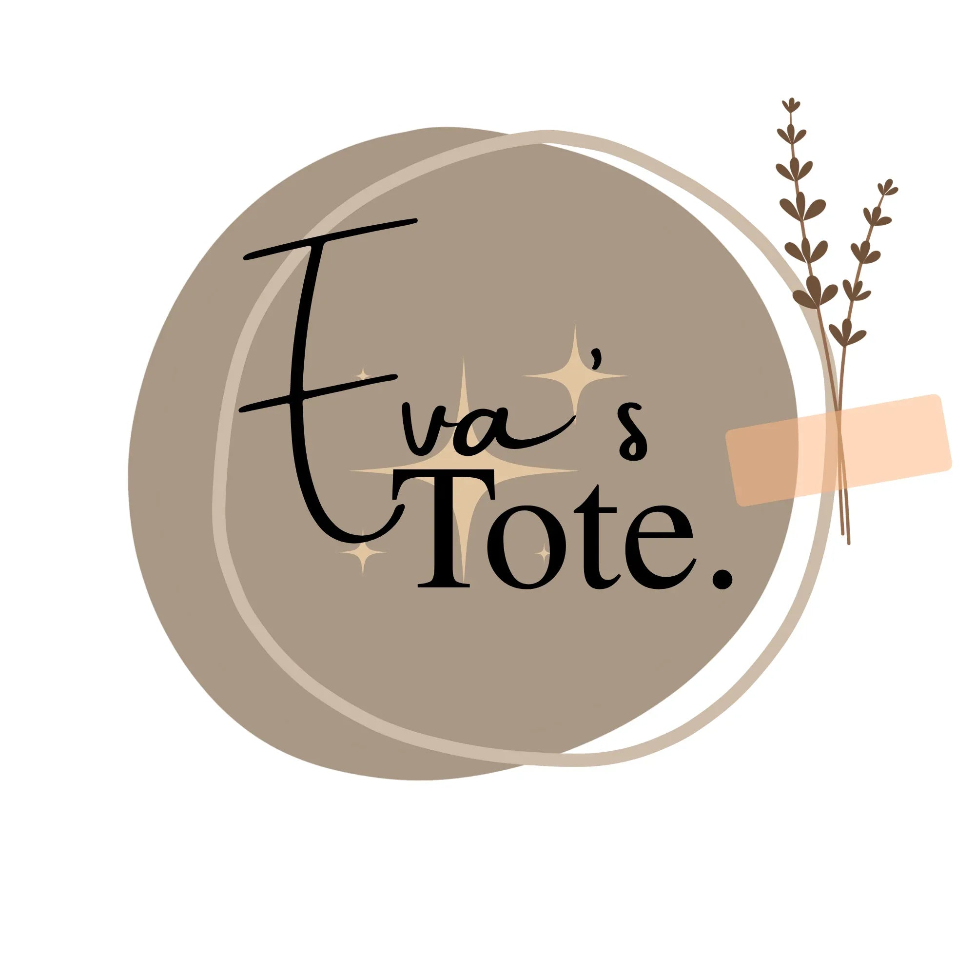 Personalized tote bag logo graphic with botanical accents and 'Tote.' text