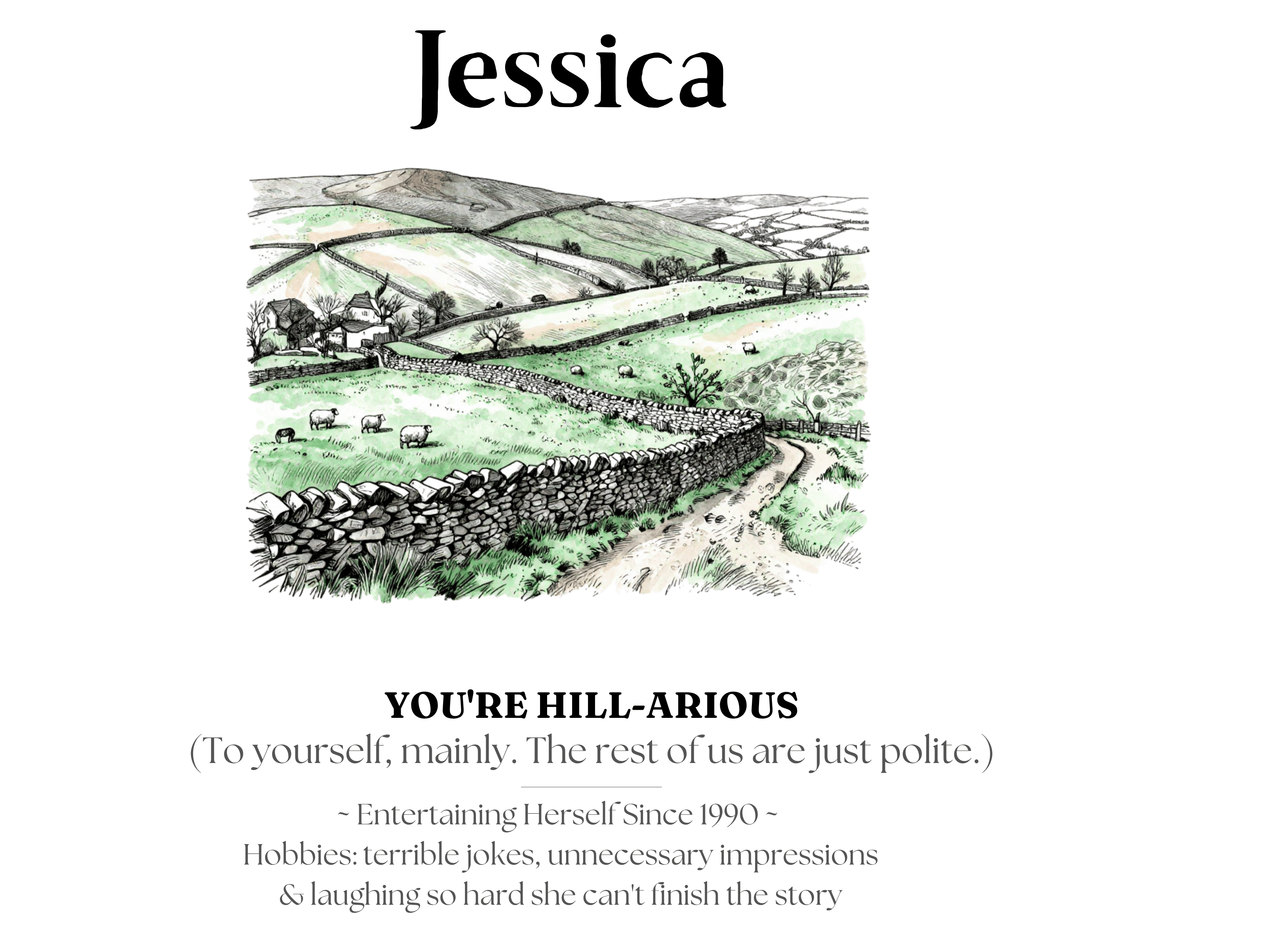 Personalised Framed Canvas Print — Funny Hill-Arrious Poem Art - AlleyCrafters