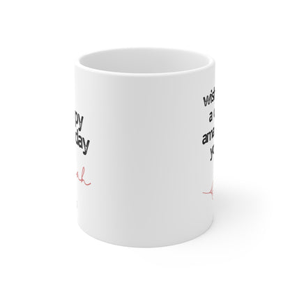 Personalised Happy Birthday Mug with Any Name – Ceramic Coffee Cup Gift for Her