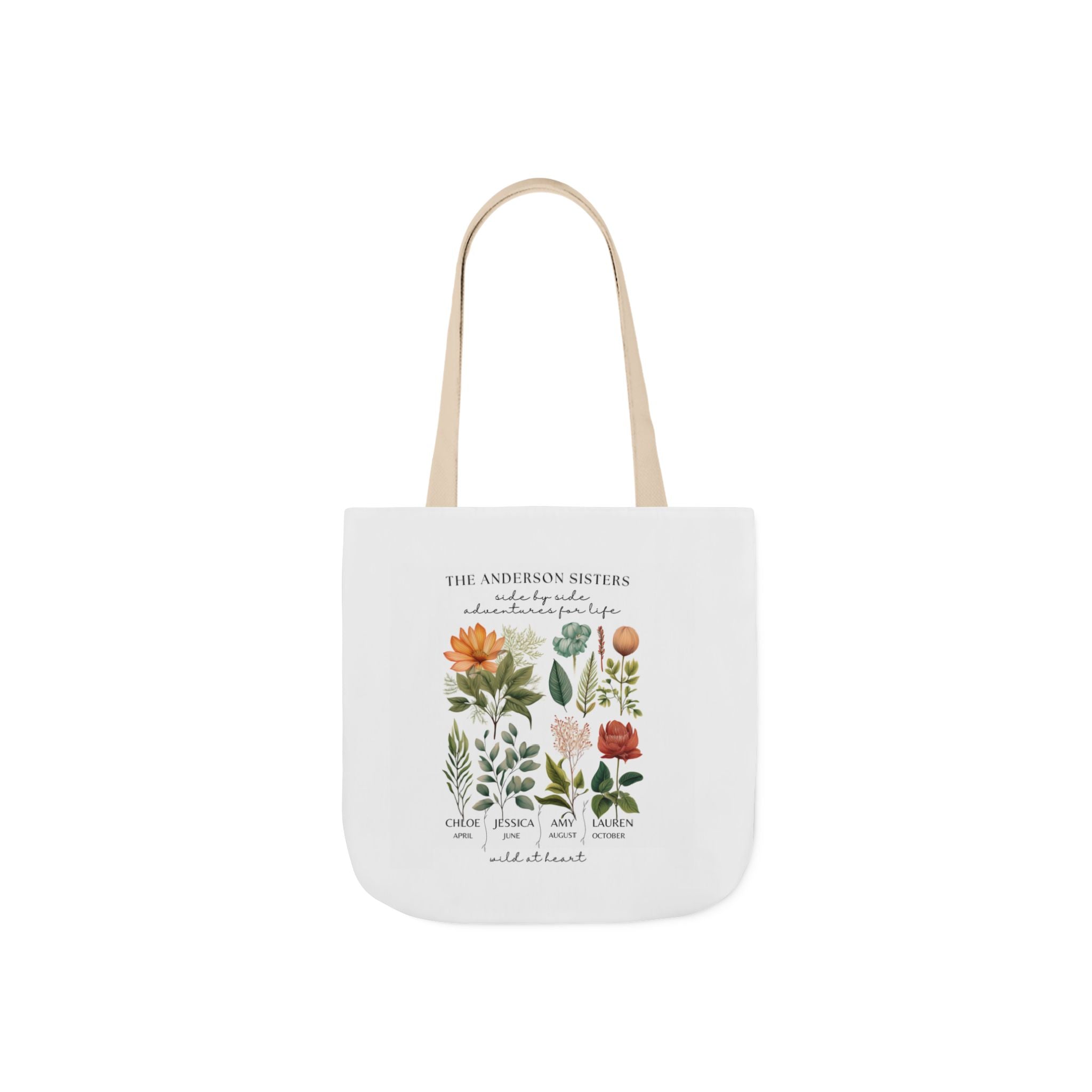 Botanical Family Name Canvas Tote - Personalized Floral Garden Tote Bag