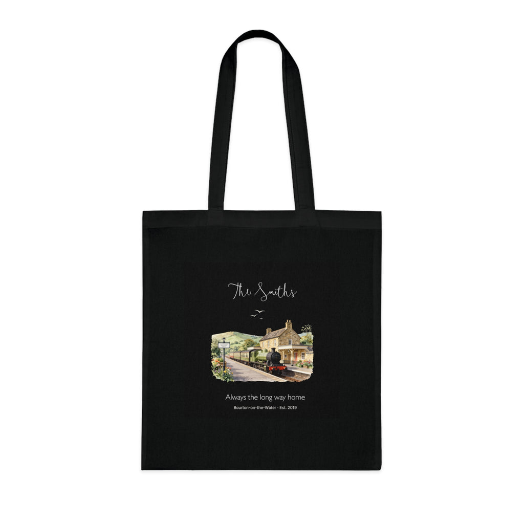 Personalised Village Scene Cotton Tote — 'Sunday Walks, Slow Mornings' Custom Tote Bag