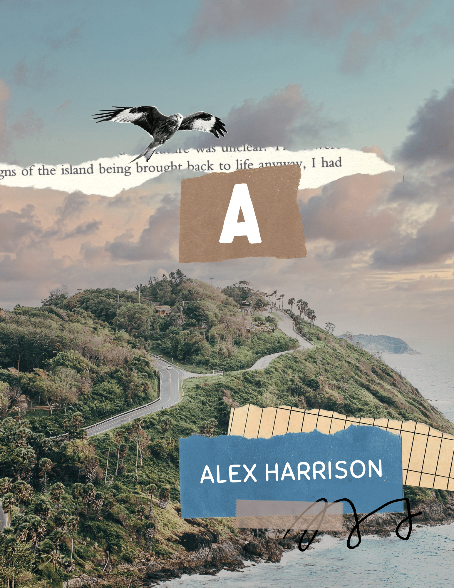 A5 wirobound notebook cover with monogram A and name Alex Harrison