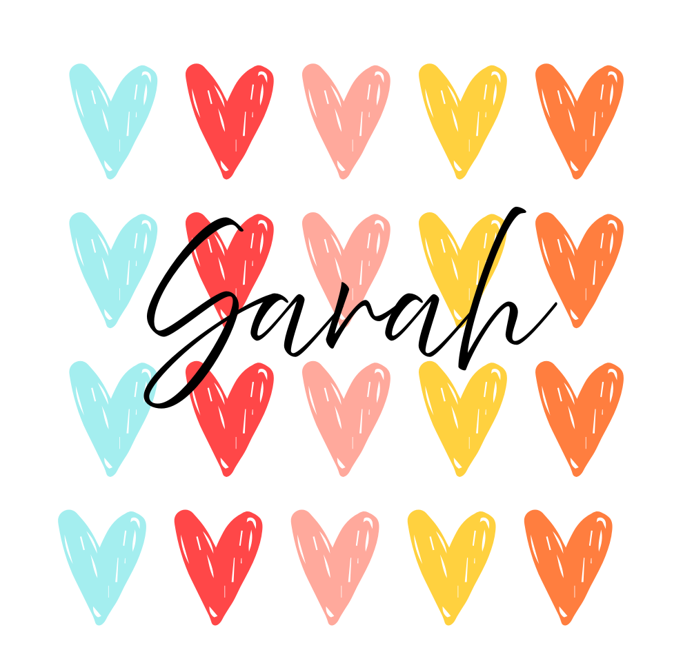 Personalised Name Colourful Hearts Mug | Custom Coffee Cup Gift