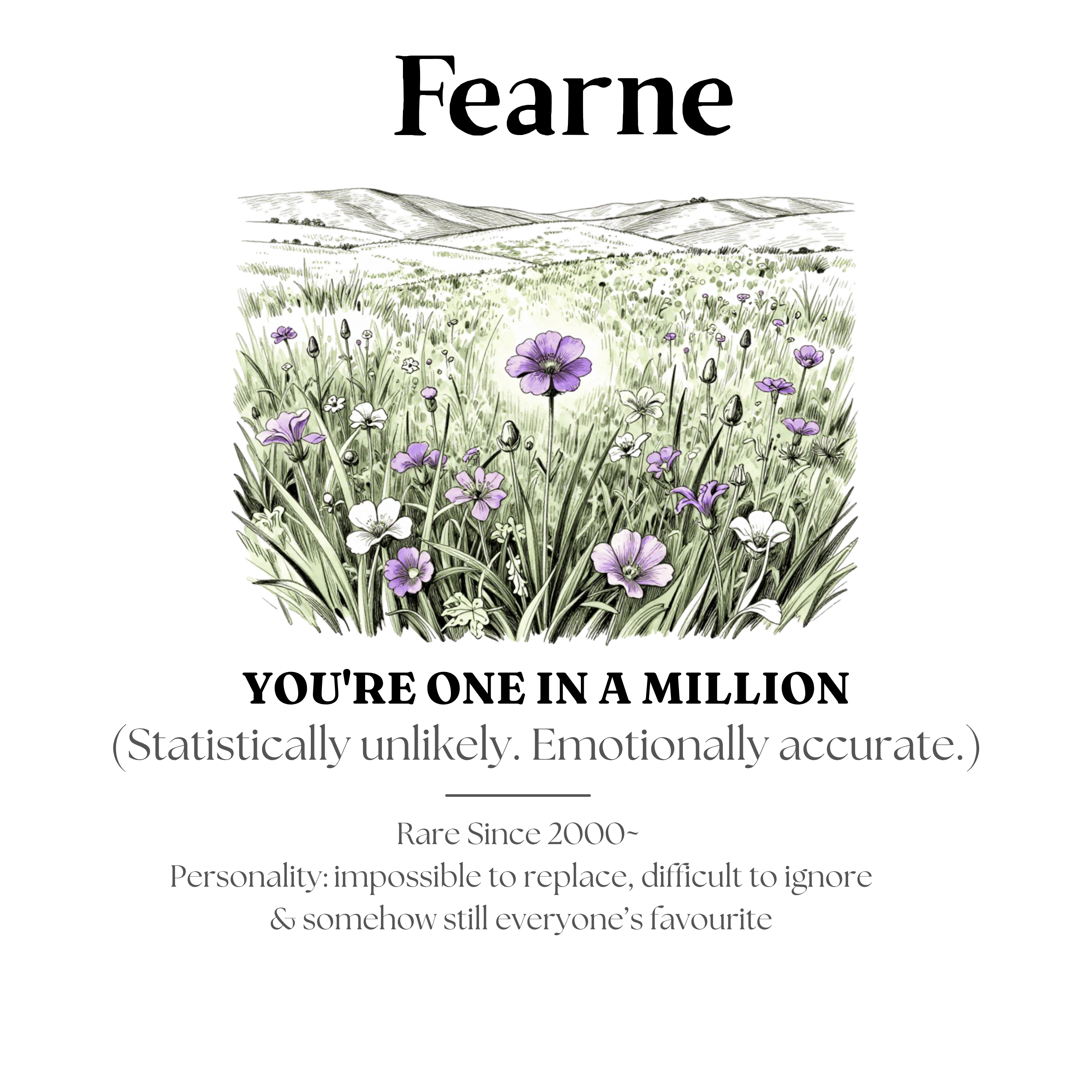 Personalised Wildflower Name Canvas Print — You're One in a Million - AlleyCrafters