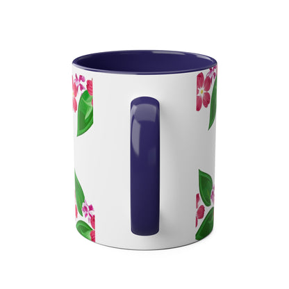 Two-Tone Floral MUM Coffee Mugs, 11oz