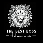Black Best Boss mug with lion illustration and 'THE BEST BOSS' thomas