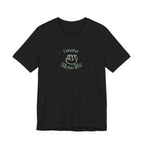 Black T-shirt with Slow life hand graphic and Livingthat text