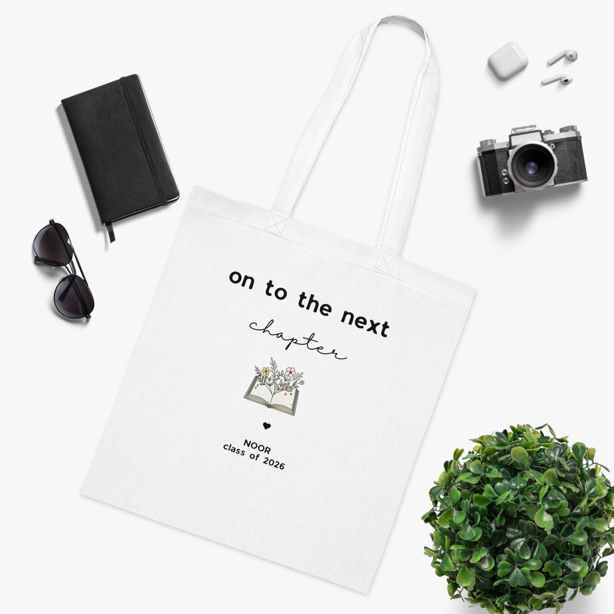 On to the Next Chapter Cotton Tote — Personalized Graduation Book Tote (Class of 2026)