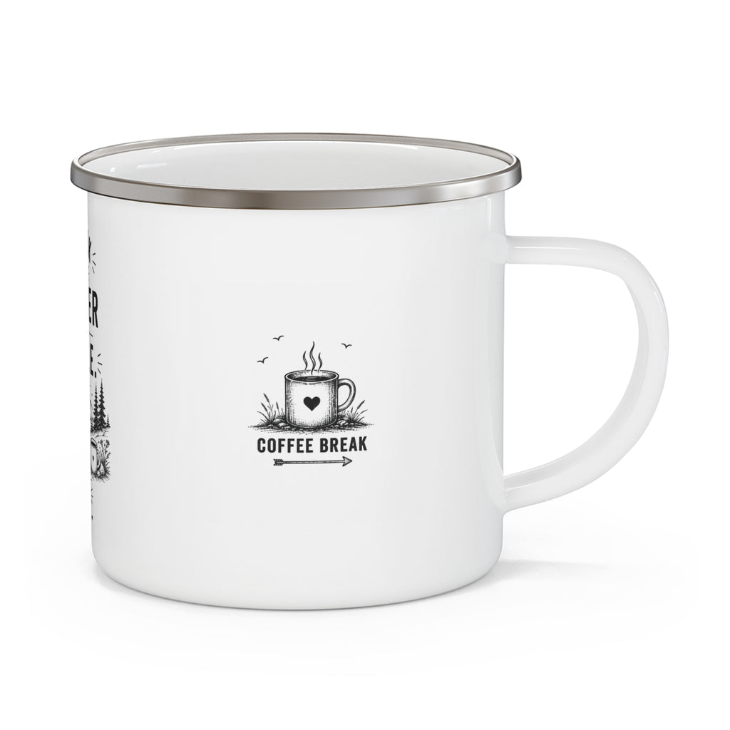 Personalised Enamel Camping Mug — "The Walk Looked Shorter on Google" Funny Hiking Gift