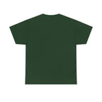 Unisex heavy cotton tee in olive green, back view