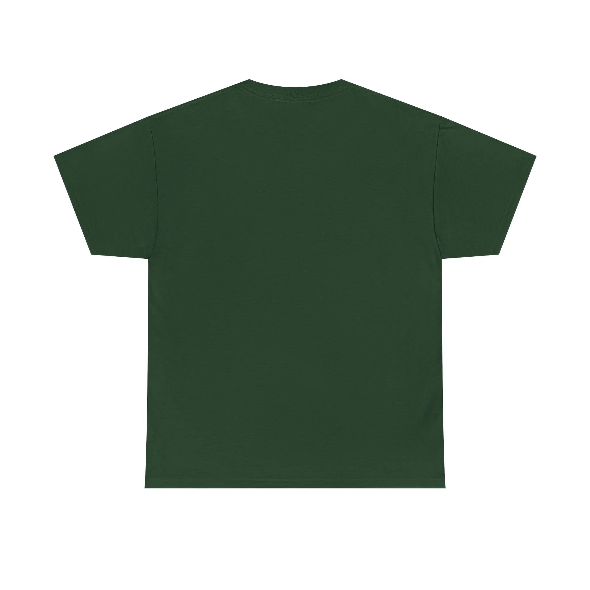 Unisex heavy cotton tee in olive green, back view