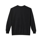 Black crewneck sweatshirt with long sleeves, plain back view.