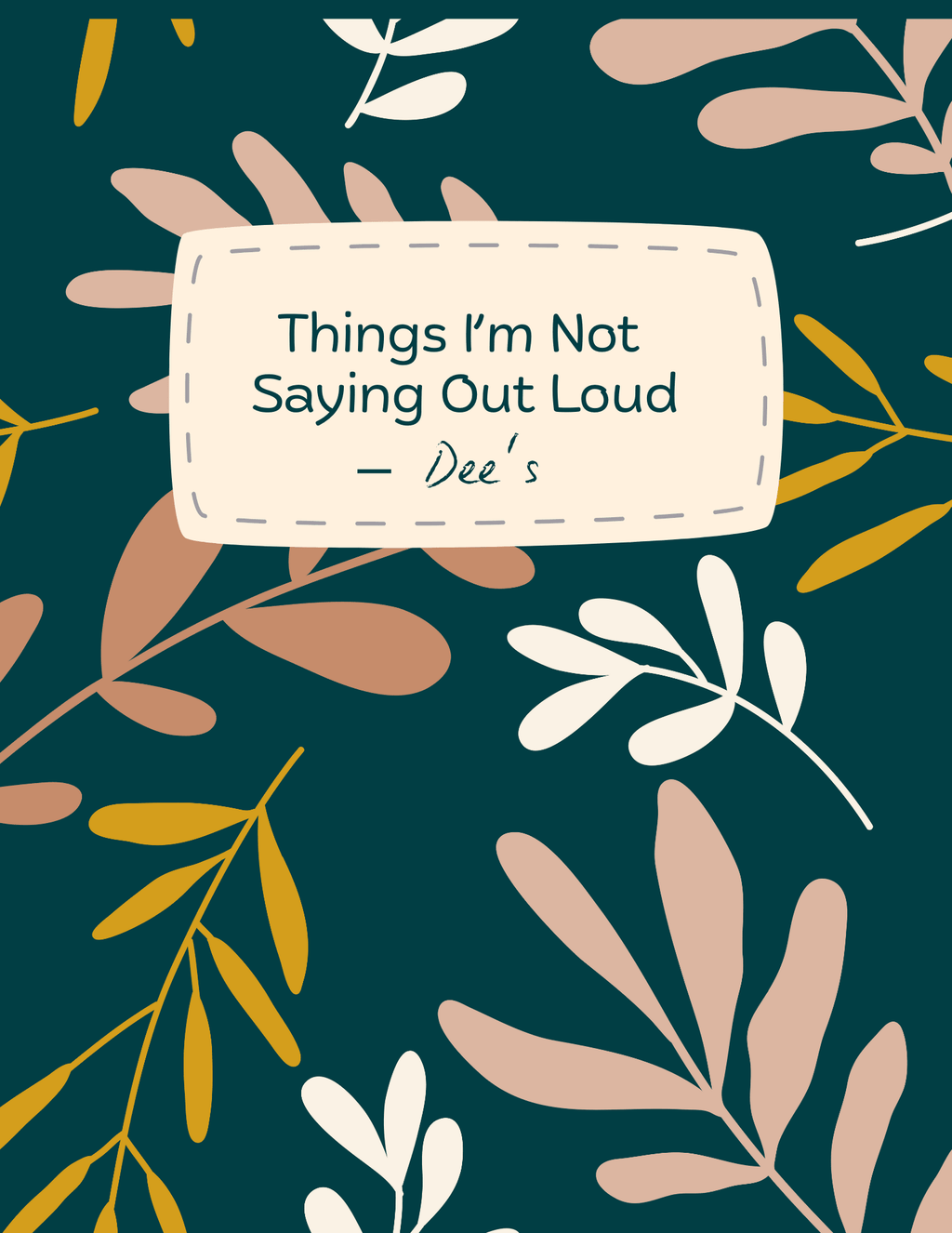Teal A5 spiral notebook with botanical leaf pattern and centered title label