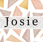 Geometric triangle mug design with speckled band and name Josie