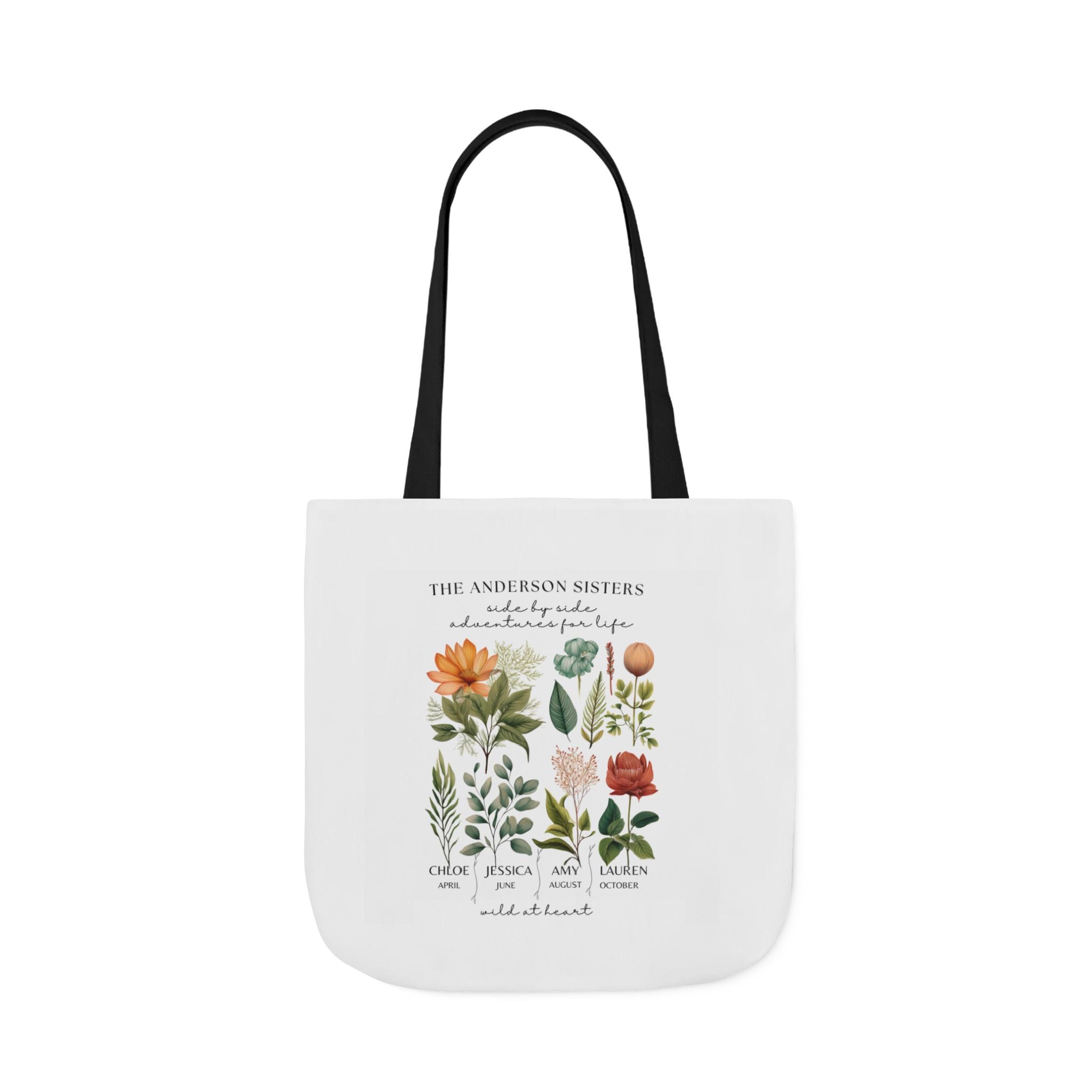 Botanical Family Name Canvas Tote - Personalized Floral Garden Tote Bag