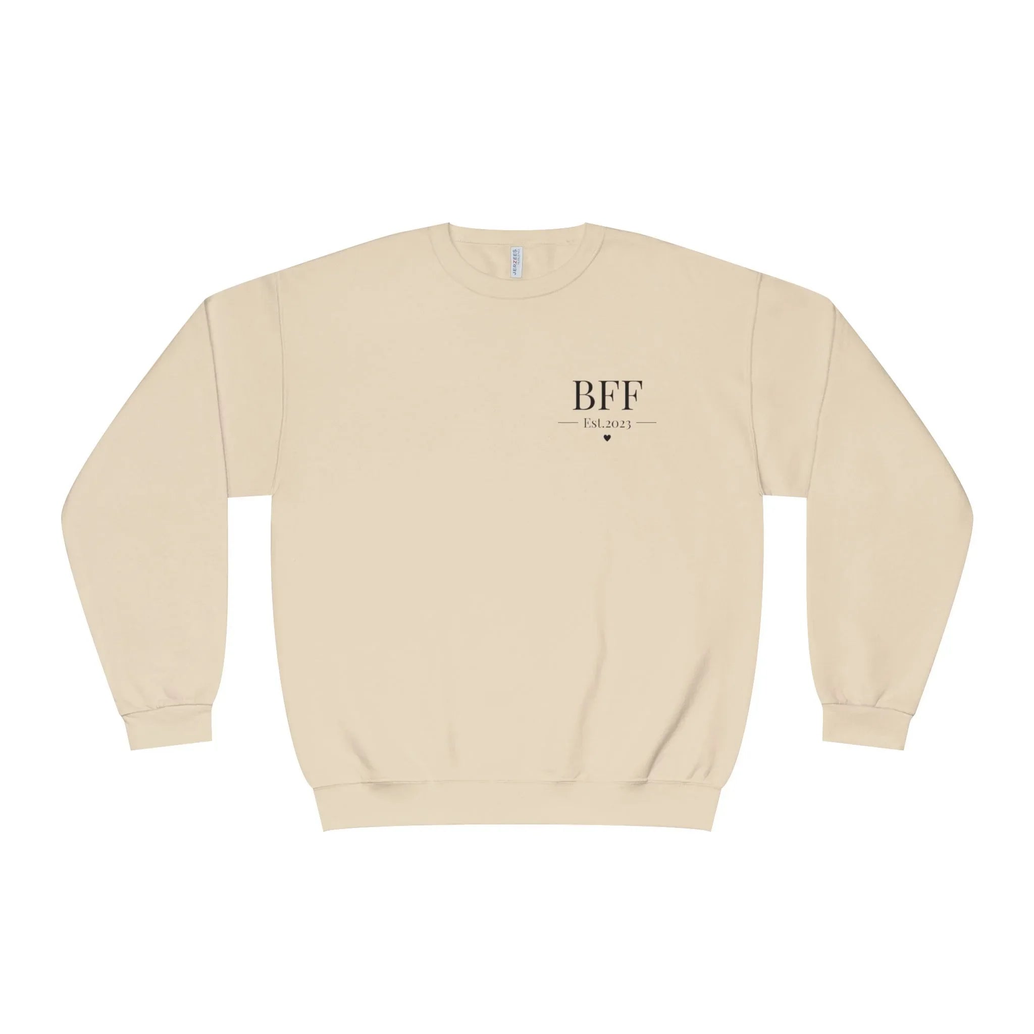 Light beige personalised sweatshirt with 'BFF' Est.2023 front print