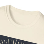 Off-white short-sleeve T-shirt neckline and collar close-up