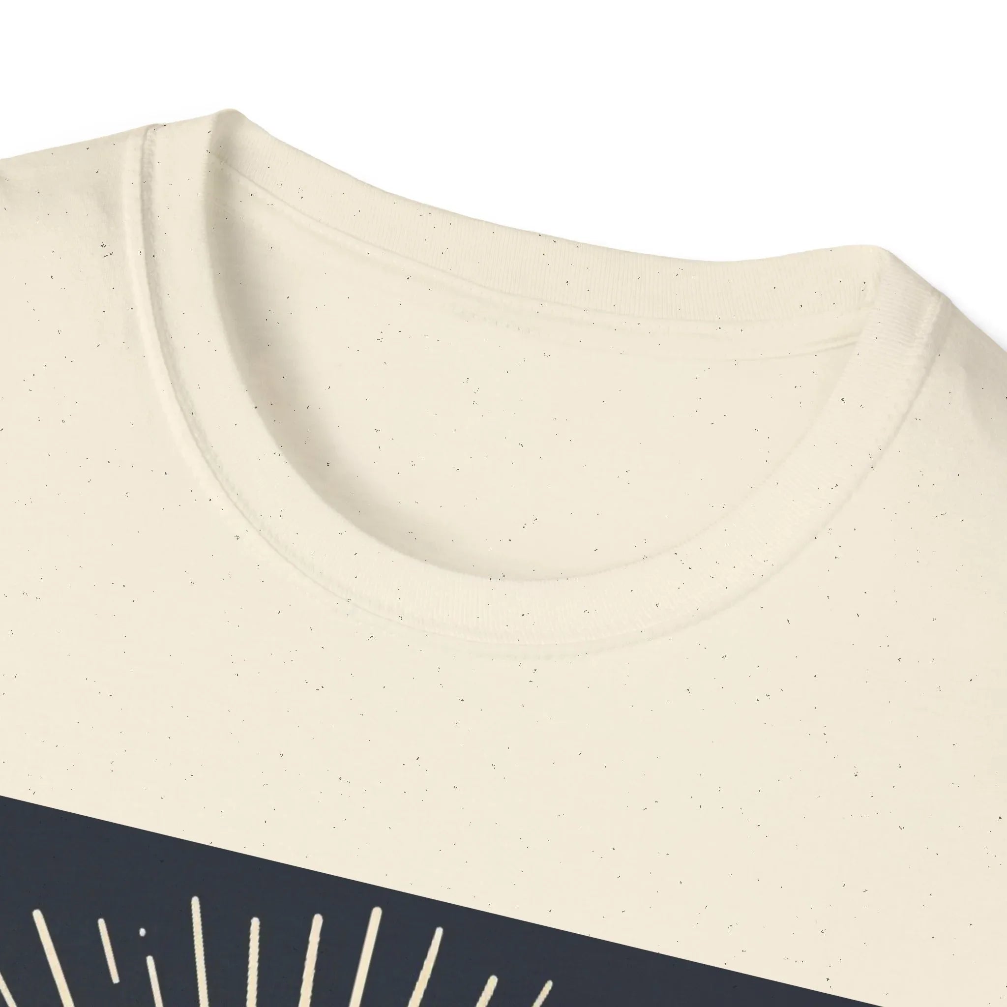 Off-white short-sleeve T-shirt neckline and collar close-up