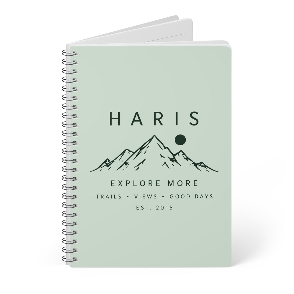 Personalised Explore More Mountain A5 Wirobound Notebook — Nature Adventure Journal