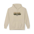 Beige hoodie with drawstring hood, kangaroo pocket, and centered 'ROOTS' graphic.