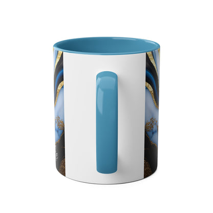 Personalised Marble ink Art Mug (blue,gold)