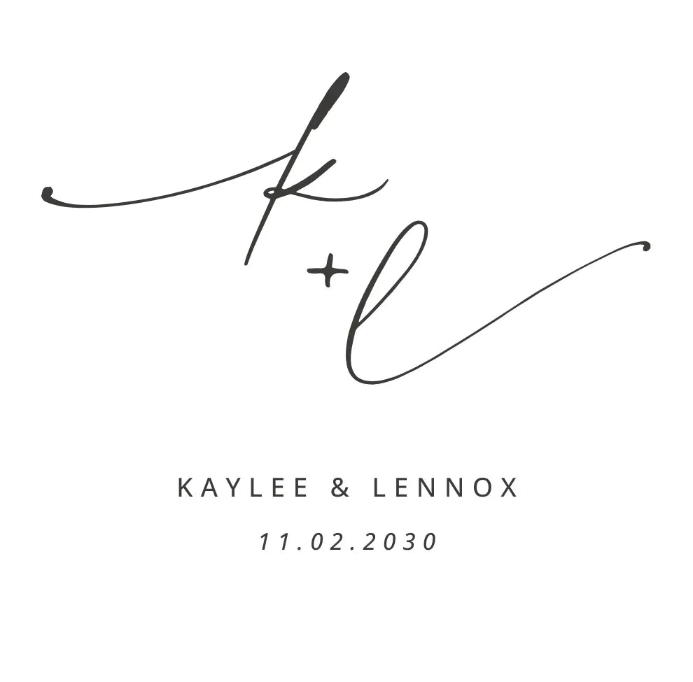 Mug design with monogram k + l, KAYLEE & LENNOX, date 11.02.2030.