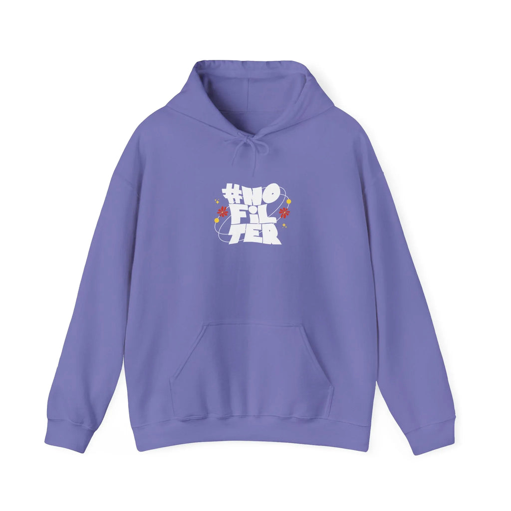 Light purple unisex slogan hoodie with hood and front kangaroo pocket.