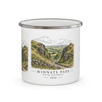 White enamel mug with silver rim, Winnats Pass landscape print and 2026 date.