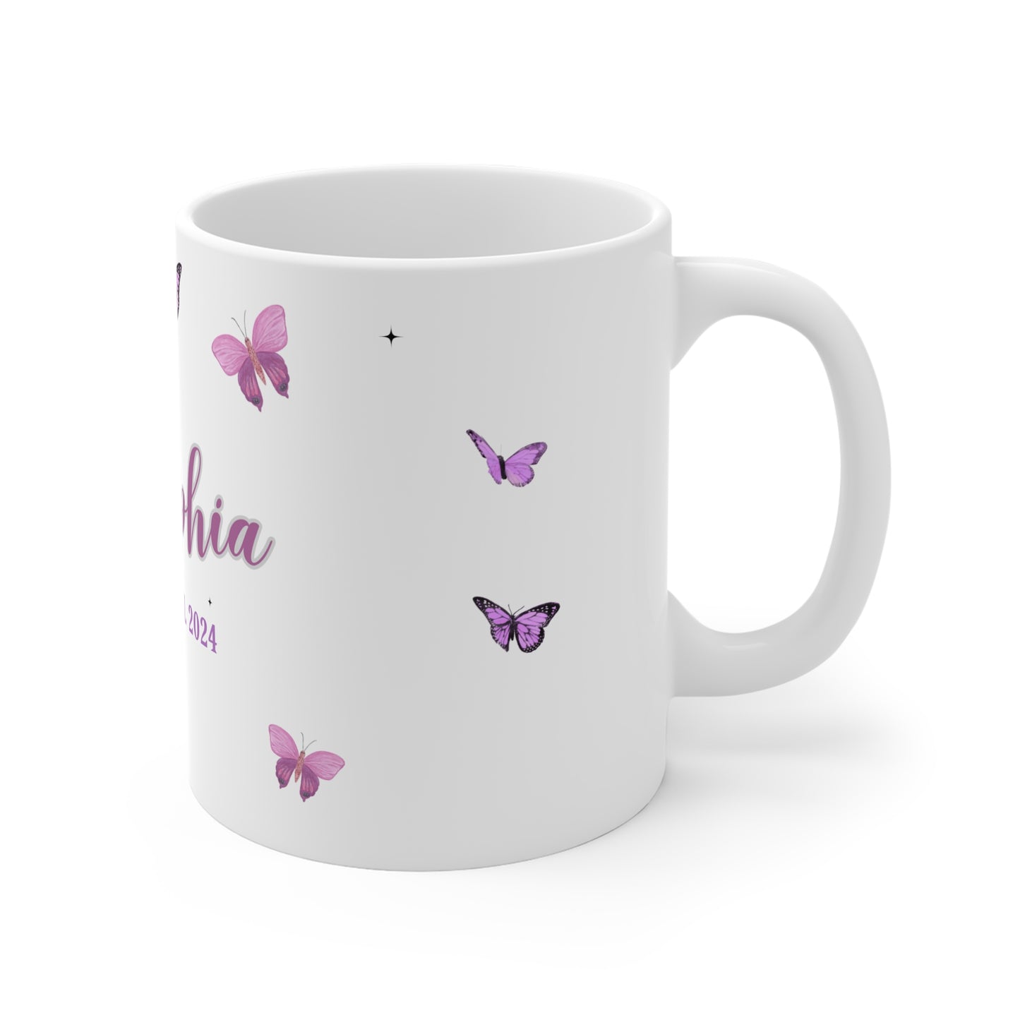 Personalised Butterfly Mug — Custom Name & Date Gift
