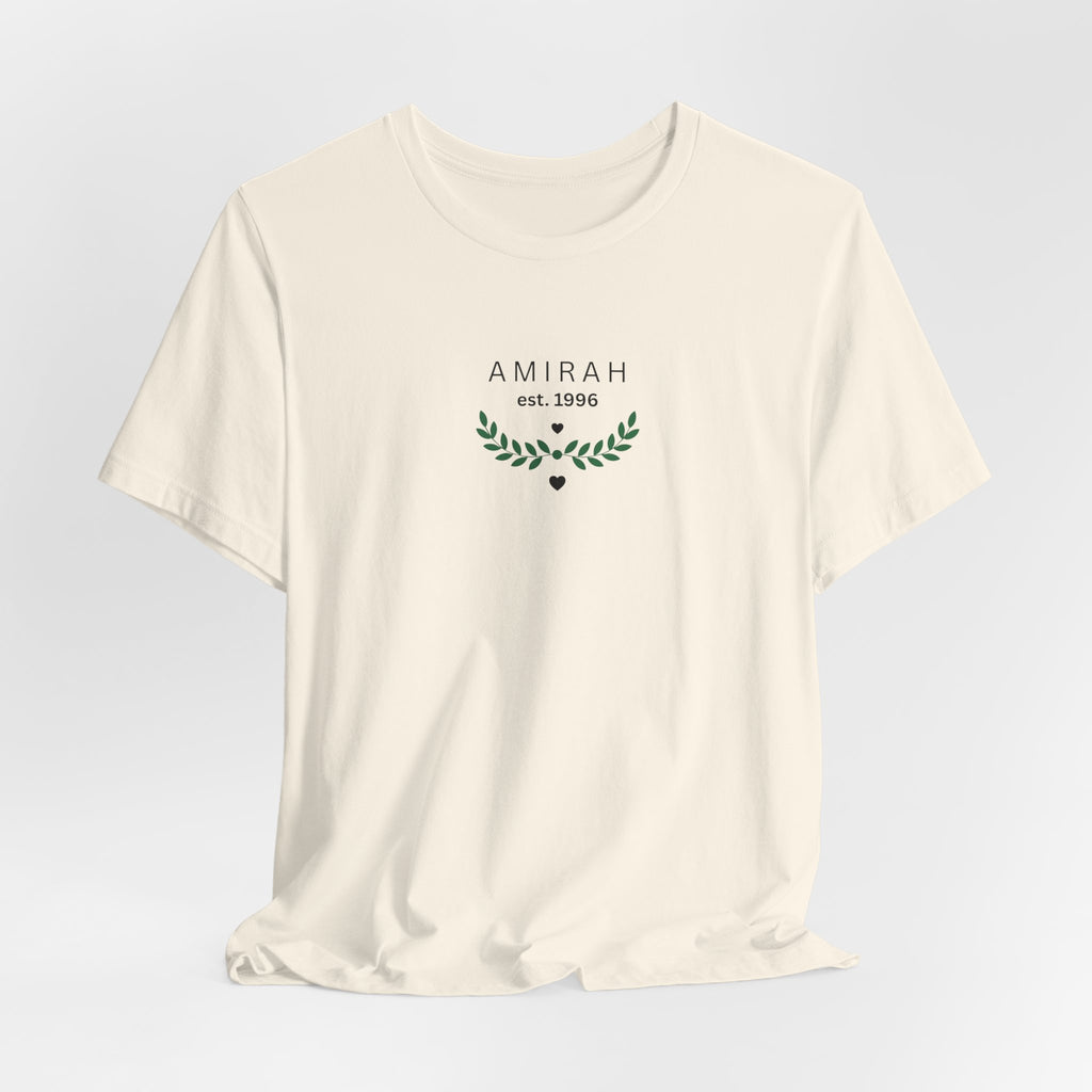 Personalised Name T-Shirt with Est Year | Custom Floral Monogram Tee