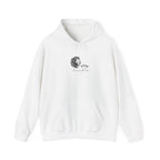 White lion graphic hoodie with front pocket and drawstring hood, “stay humble” logo print